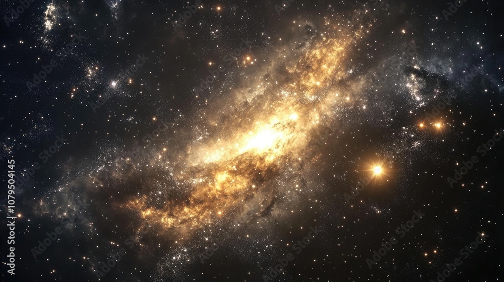 Aufkleber cosmic galaxy background featuring stars and cosmic gas in a 3d cartoon rendering