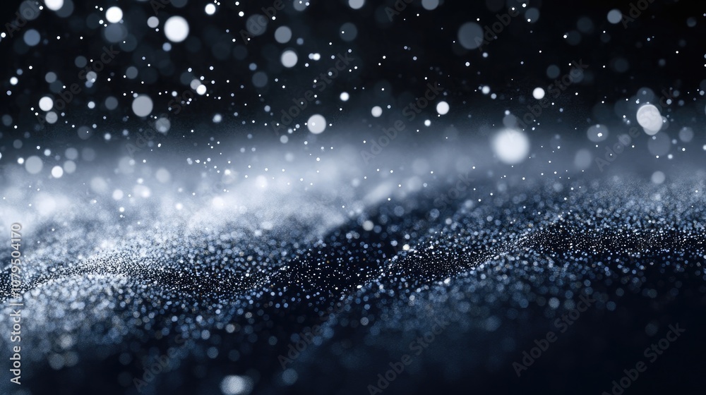Aufkleber Freeze motion of white particles on a black background in 3D cartoon rendering