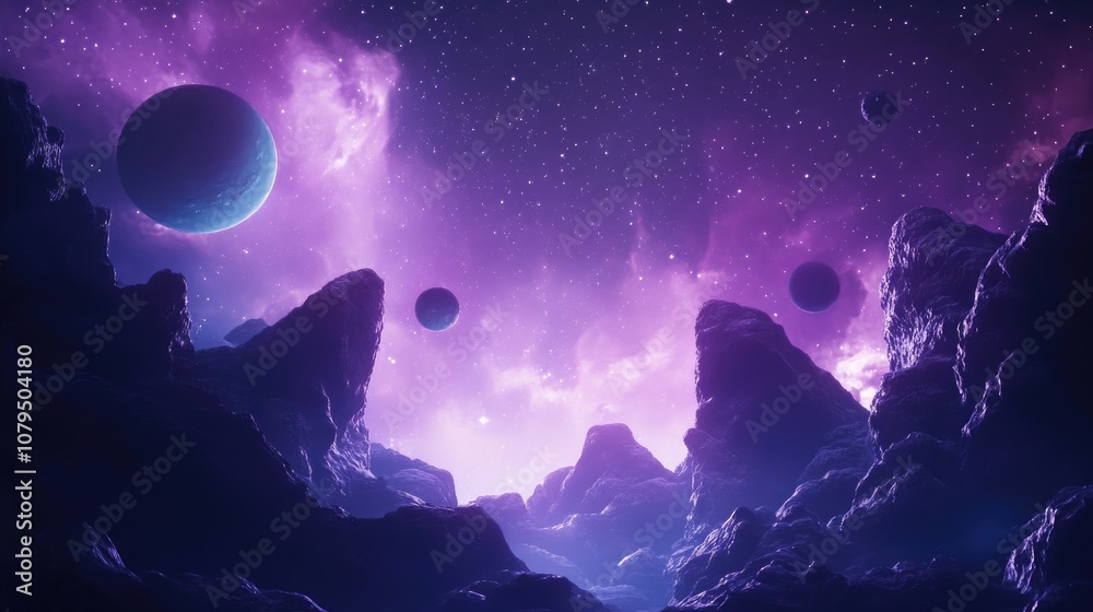 Poster 2d illustration in a 3d cartoon rendering style space themed artwork features deep vast surroundings