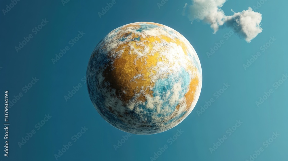 Poster Cartoon rendering in 3D of a planet