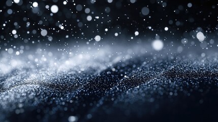 Freeze motion of white particles on a black background in 3D cartoon rendering