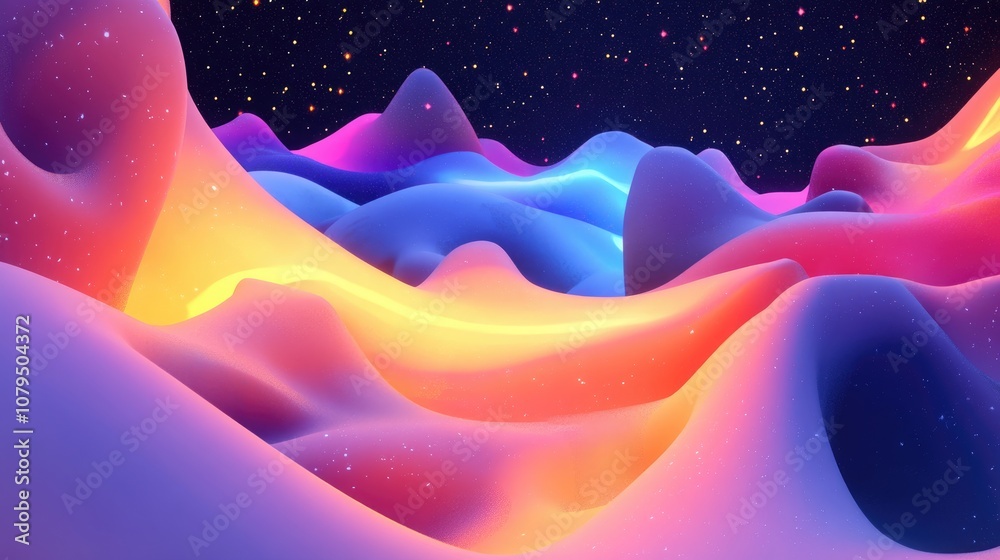 Poster Abstract backdrop in 3D cartoon rendering of space