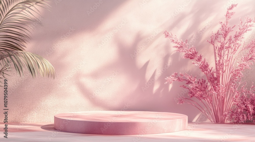 Fototapete abstract pastel color mock up scene featuring a pink geometric shape podium background 3d rendering