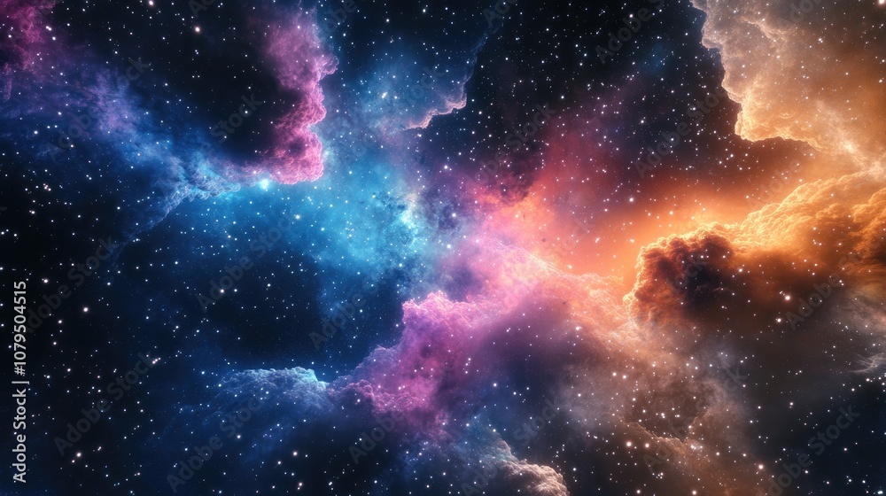 Poster Abstraction space background featuring mystical light in a 3D cartoon rendering for design