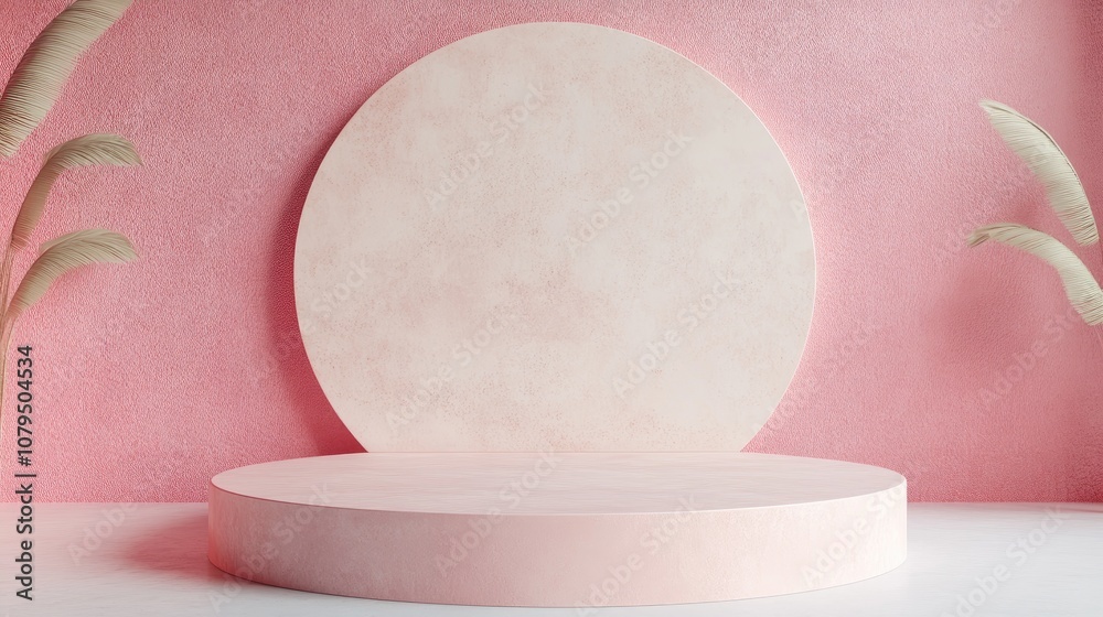 Poster Minimalist podium with a pastel backdrop suitable for product display 3D rendering illustration