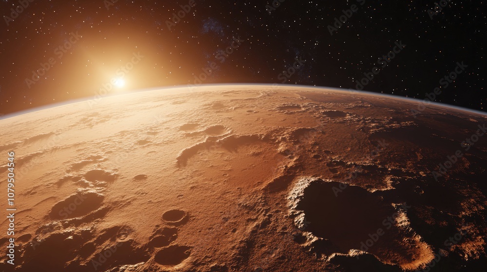 Leinwandbilder 3d illustration of planet mars viewed from space in a cartoon rendering style