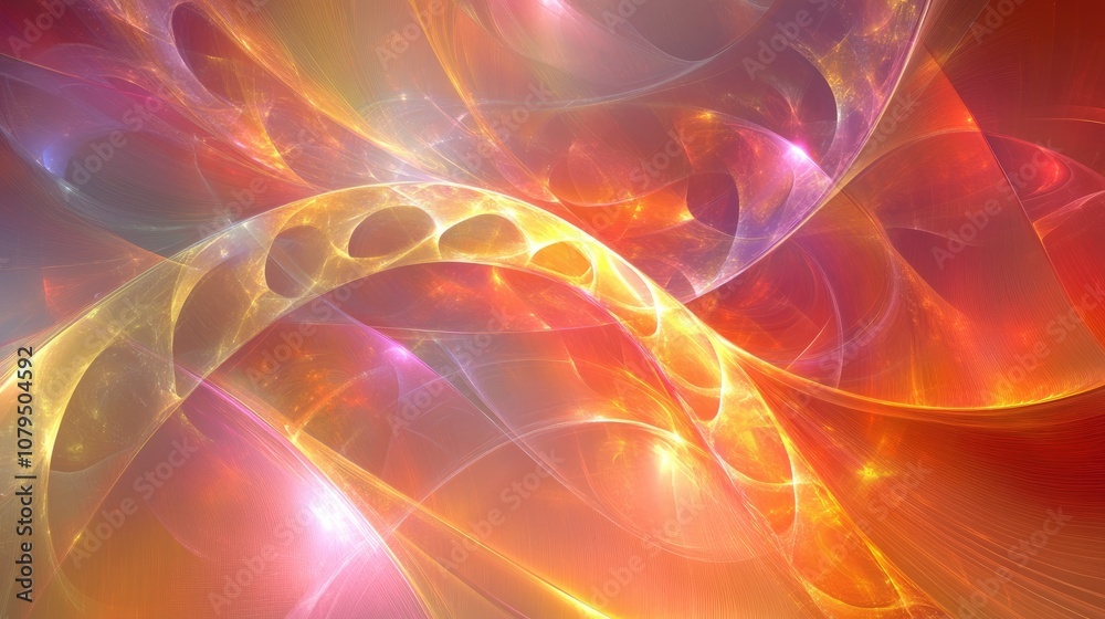 Poster 3D abstract fractal light background in a cartoon rendering style