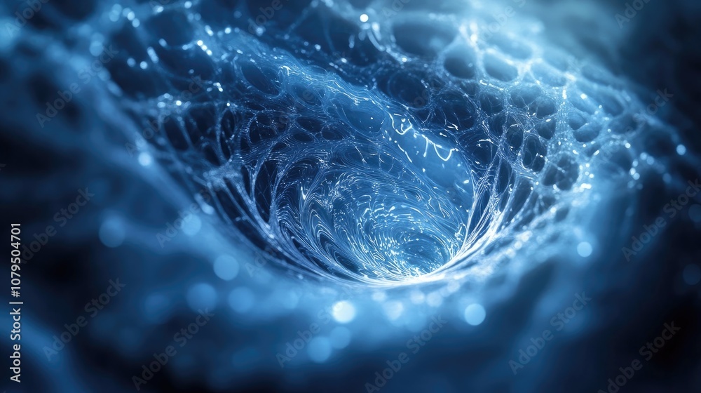 Fototapete 3D cartoon depiction of a translucent vortex featuring fractal elements lights and textures designed to enhance projects focused on science technology and design