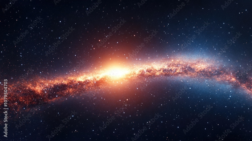 Poster a nebular cluster resembling a shining belt across the night sky depicted in a 3d cartoon rendering 