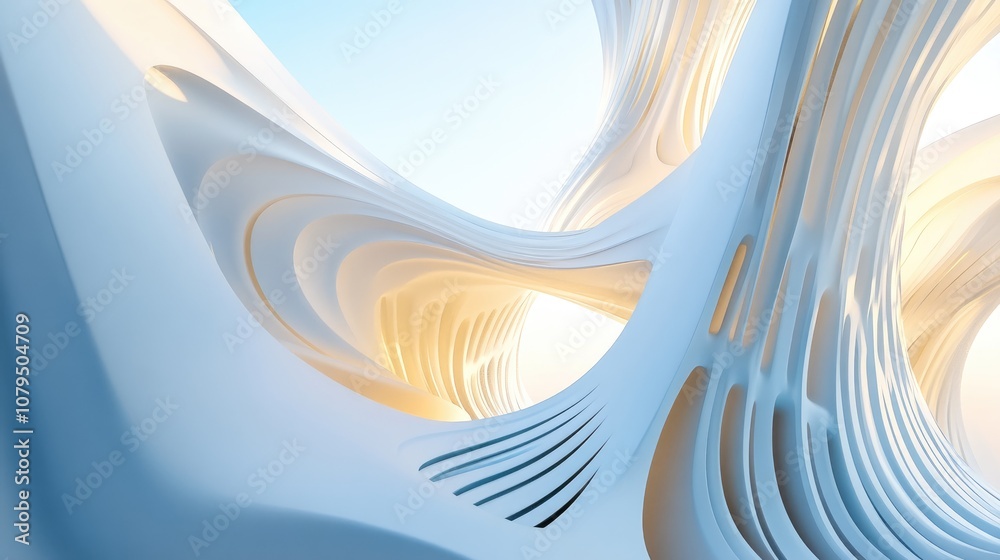 Poster curved flowing lines create abstract patterns serving as a background for themes related to contempo