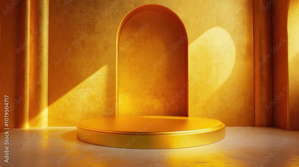 Poster elegant background featuring a golden podium 3d rendering 3d illustration