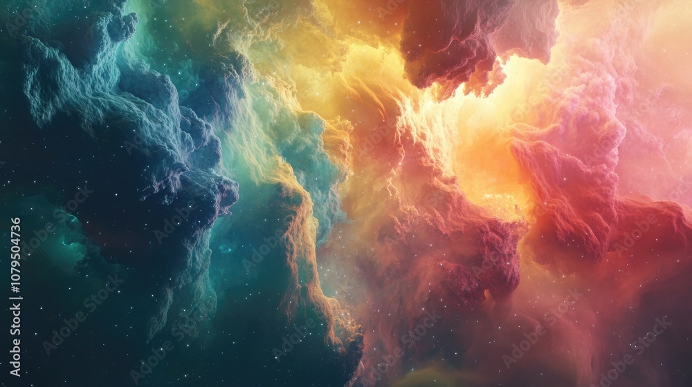 Aufkleber Colorful abstract image in outer space 3D cartoon rendering