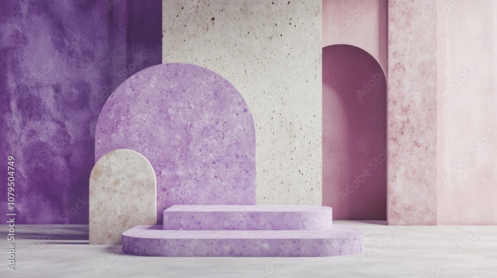 Leinwandbilder 3d rendering of a minimal abstract background featuring violet and pastel colors the scene includes 