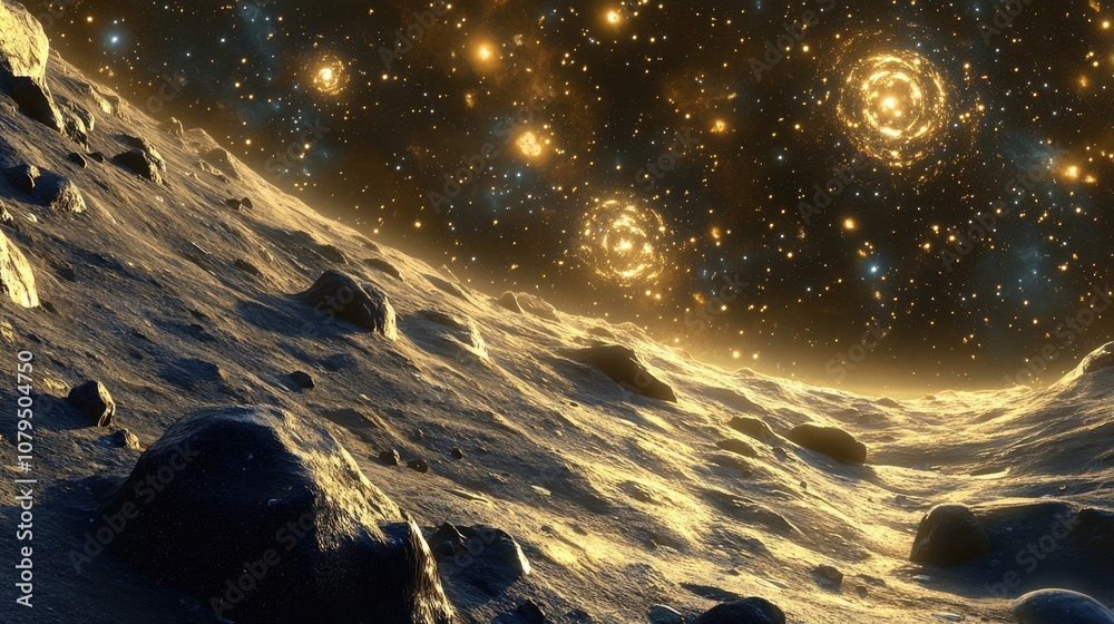 Poster 3d cartoon representation of a starry outer space background texture