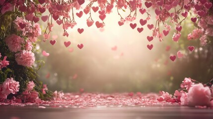 Romantic backdrop featuring hearts in a beautiful design