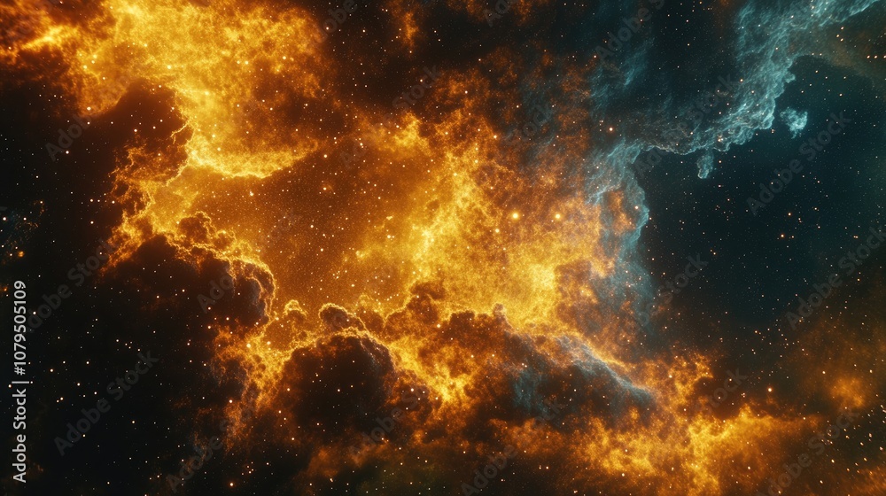 Leinwandbilder outer space art featuring awesome nebulae in a 3d cartoon rendering with a starfield