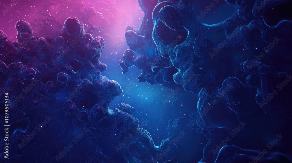Poster Outer space background texture in 3D cartoon rendering style