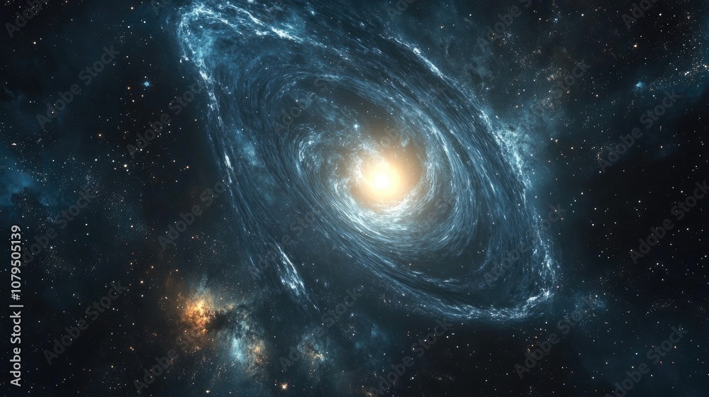 Poster background illustration of galaxies and nebula in 3d cartoon rendering