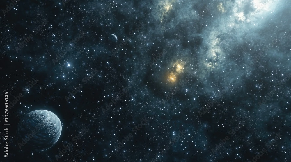 Leinwandbilder view of extrasolar planets nebula and stars in deep space in 3d cartoon rendering