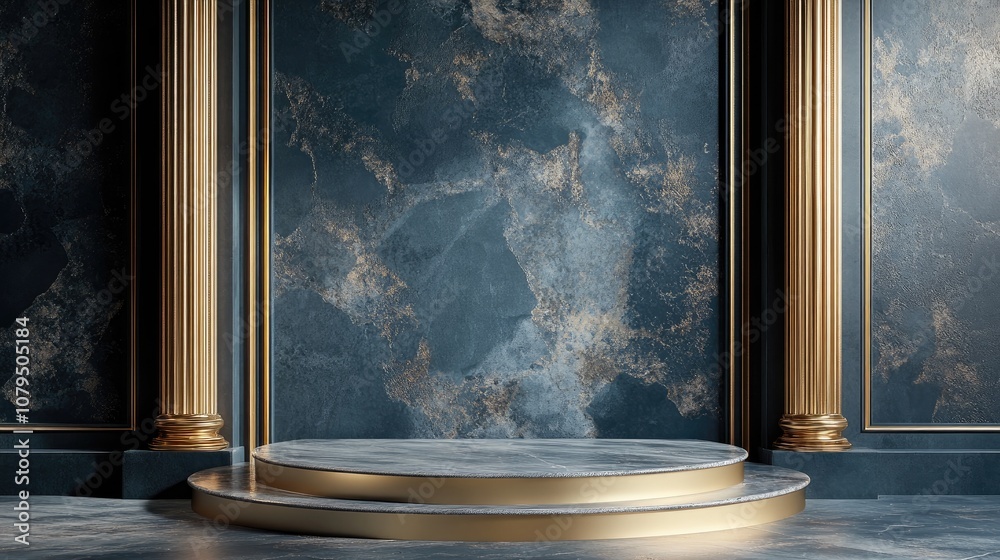 Aufkleber elegant background featuring a pedestal and showcase 3d illustration 3d rendering
