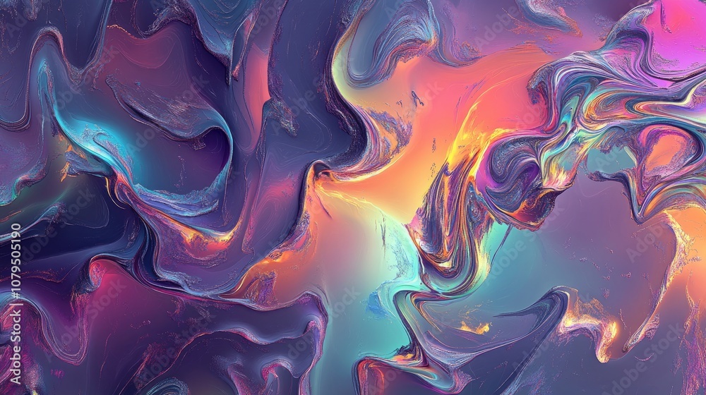 Poster colorful abstract background featuring a 3d cartoon rendering modern graphic art with creative wavy 