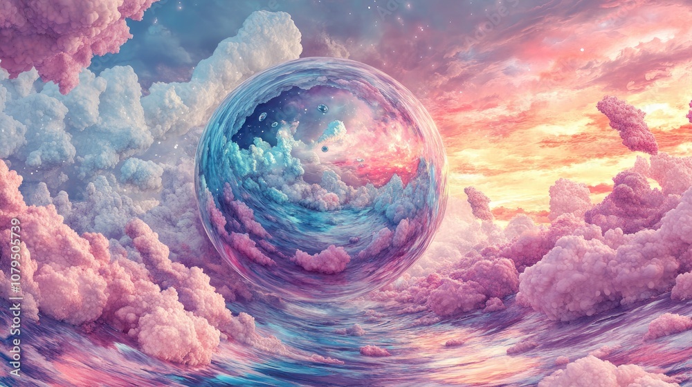 Poster graphic painting sphere in a 3d cartoon rendering abstract background design large wall print stunni