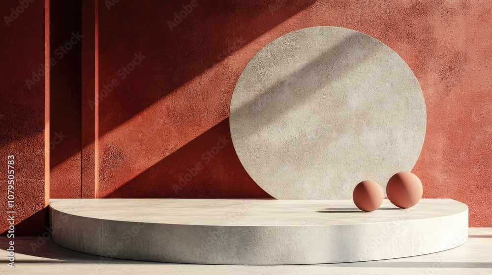 Leinwandbilder 3D rendering of a podium with abstract minimal scene and geometric platform