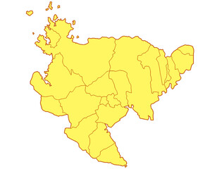 佐賀県　地図　黄色　イラスト