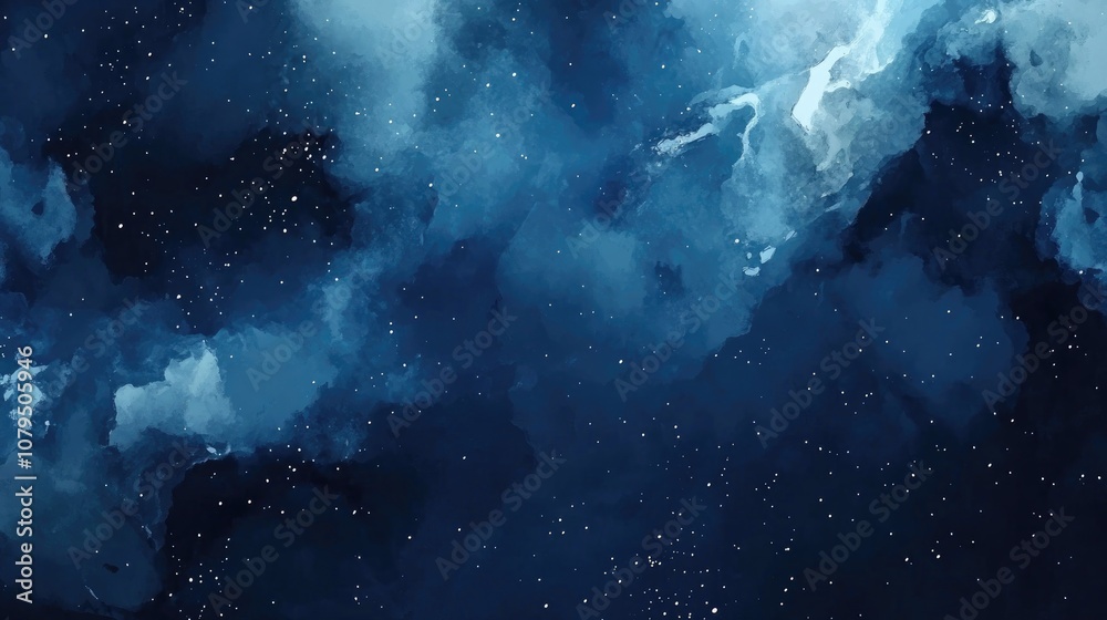 Aufkleber Abstract watercolor stains background with a night galaxy sky in a 3D cartoon rendering