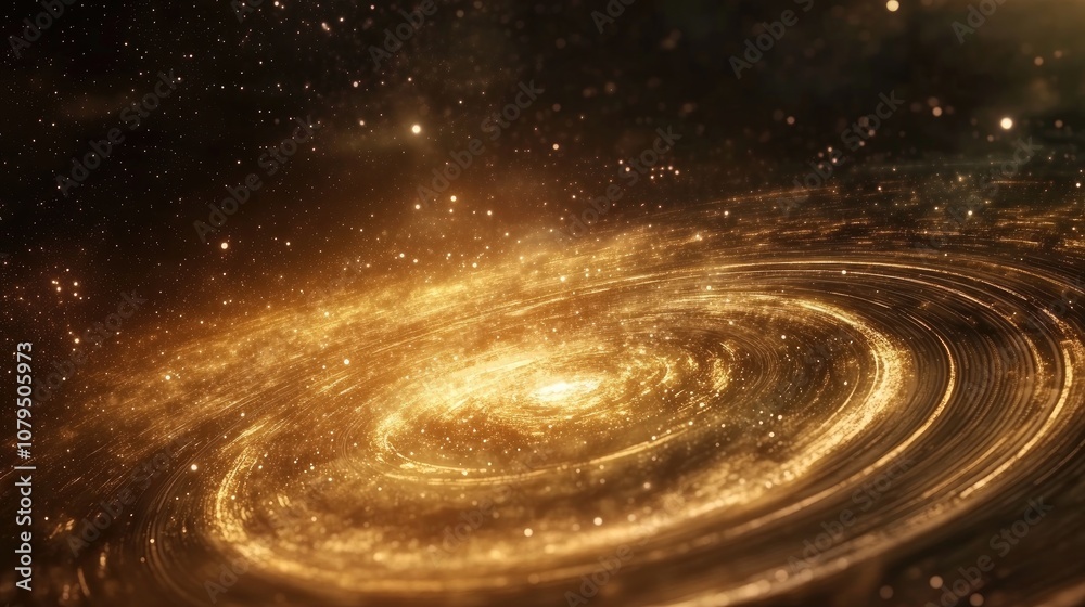 Aufkleber Beautiful 3D cartoon rendering of an abstract galaxy in the universe featuring a spinning object in a dark space