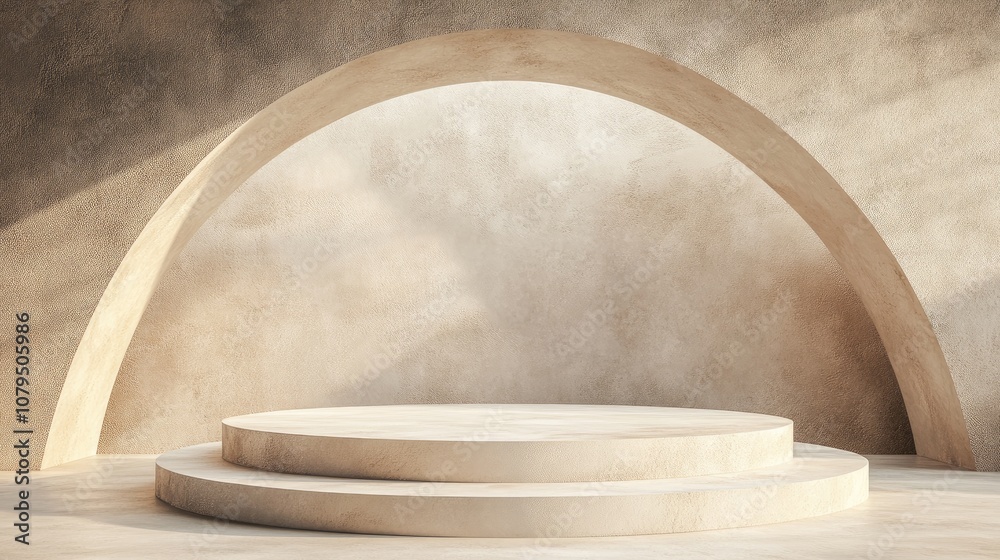 Aufkleber minimalistic 3d rendering featuring a podium and abstract backdrop clean commercial scene ideal for 
