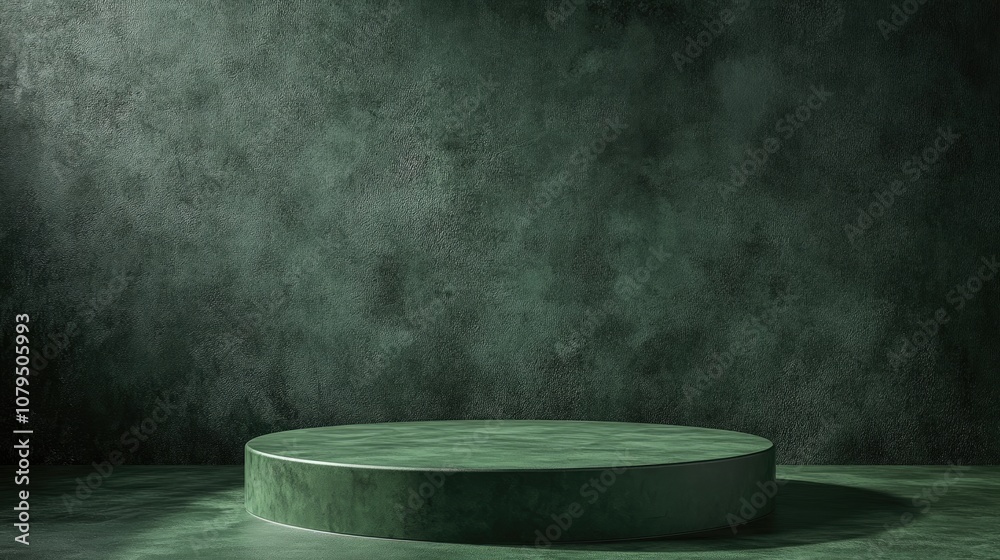 Poster minimalist blank green podium 3d rendering