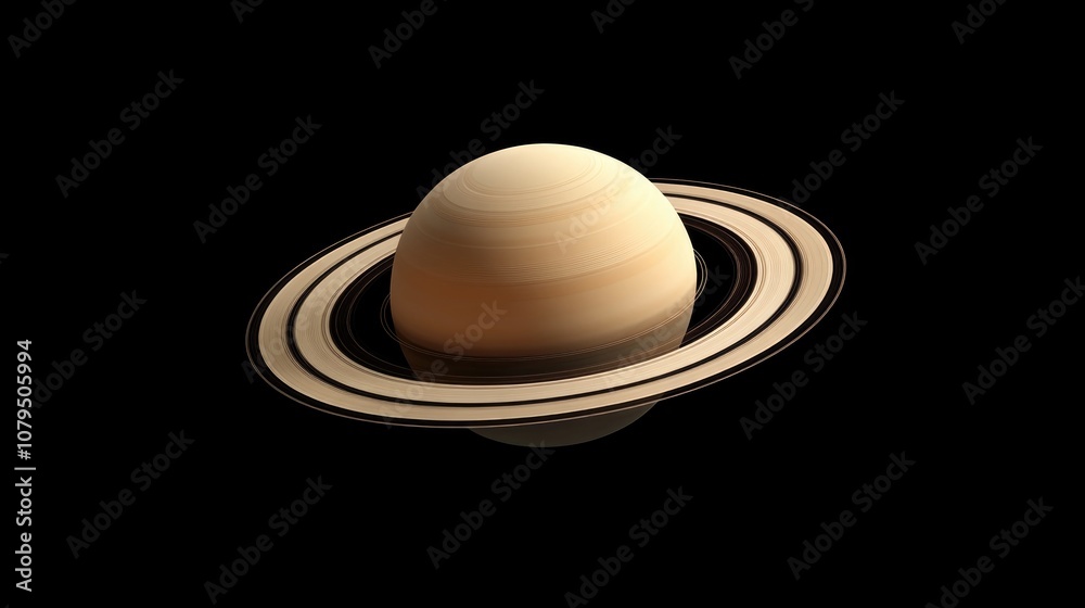 Poster cartoon rendering in 3d of saturn