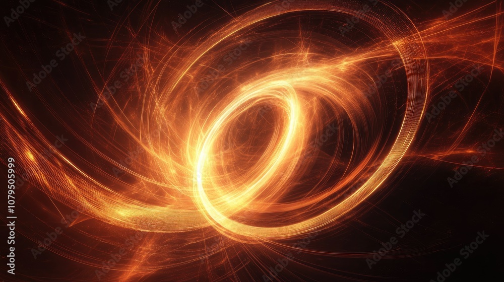 Poster abstract luminous background featuring elegant swirling shapes and a glowing circular design represe