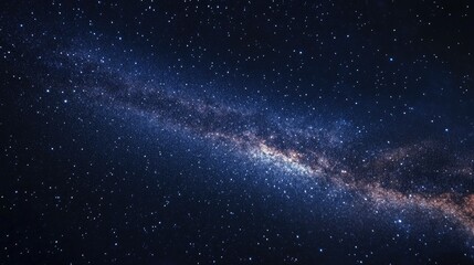 Fototapeta premium Blue dark night sky with numerous stars featuring a 3D cartoon rendering of the Milky Way against a space backdrop