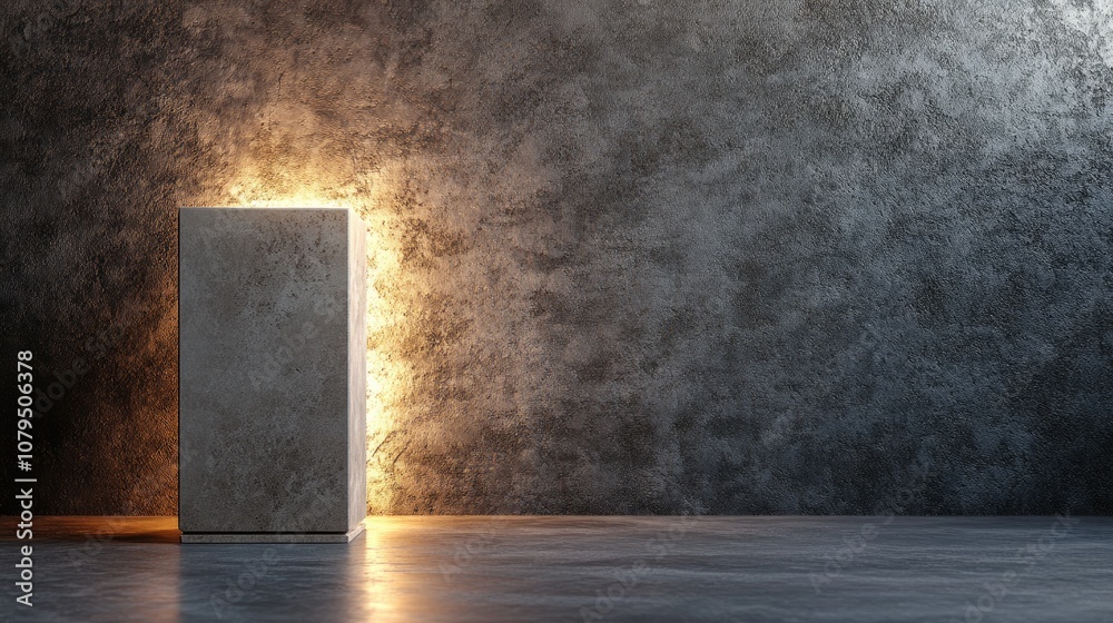 Aufkleber Stone award pedestal with illuminated background 3D object rendering