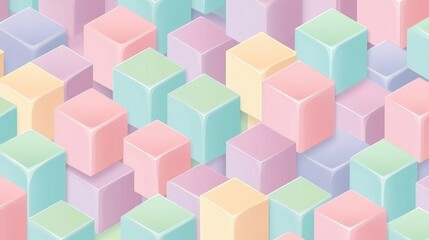 Obraz premium Seamless pattern of pastel colored geometric cubes vibrant design for textiles and wallpapers