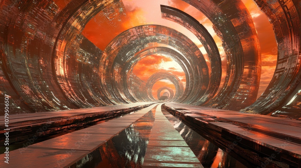 Leinwandbilder abstract science fiction background concept of outer space and time travel in 3d cartoon rendering