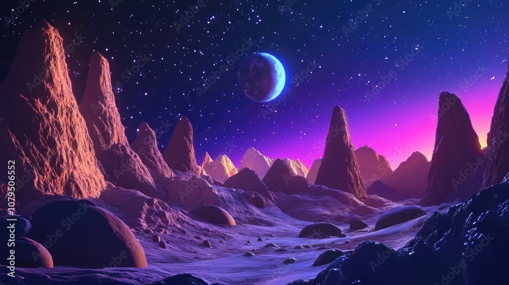 Poster high quality space background in 3d cartoon rendering