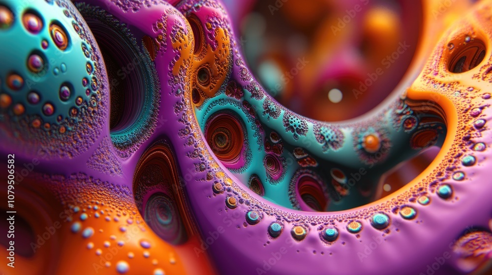 Fototapete Fancy paint colors in a 3D cartoon rendering featuring a fractal color texture background ideal for projects focused on imagination creativity and design