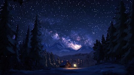 Naklejka premium Clearly visible milky way on a night sky with a million stars in a 3D cartoon rendering