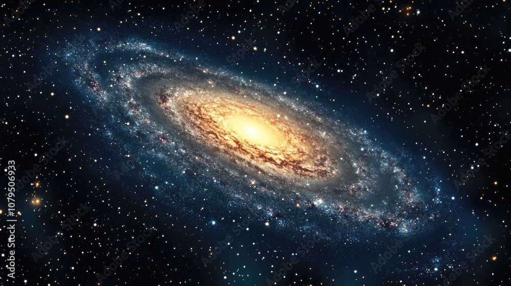 Poster 3d illustration of the milky way galaxy in a cartoon rendering style