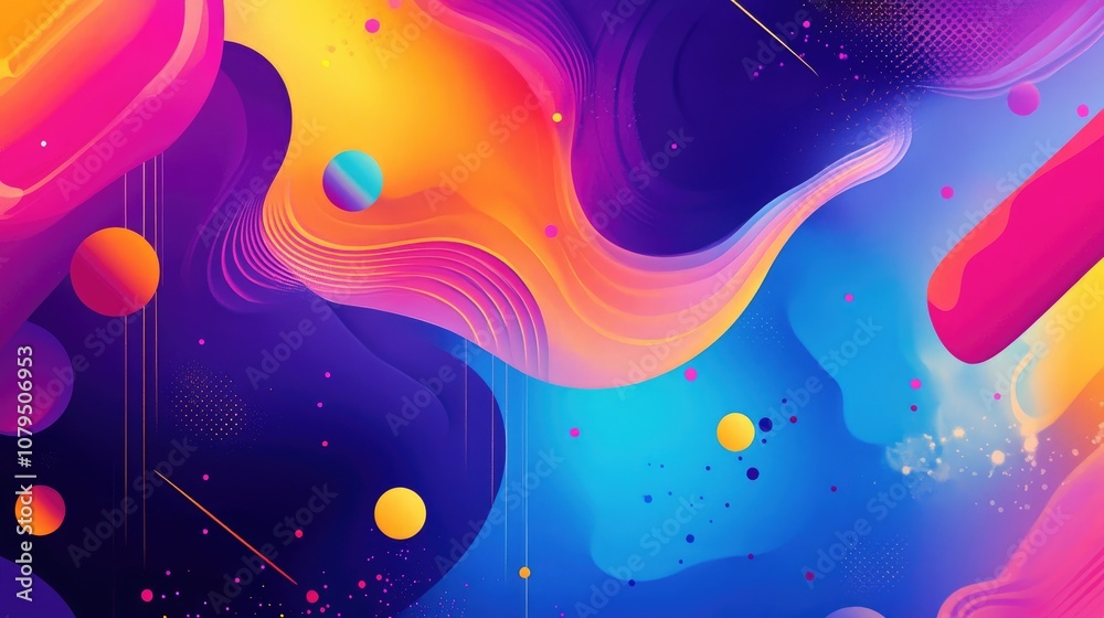 Poster vibrant abstract background with dynamic shapes and colors creating an eye catching visual effect