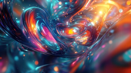 Vibrant and chaotic fractal design featuring abstract shapes 3D rendered illustration perfect for backgrounds or wallpapers