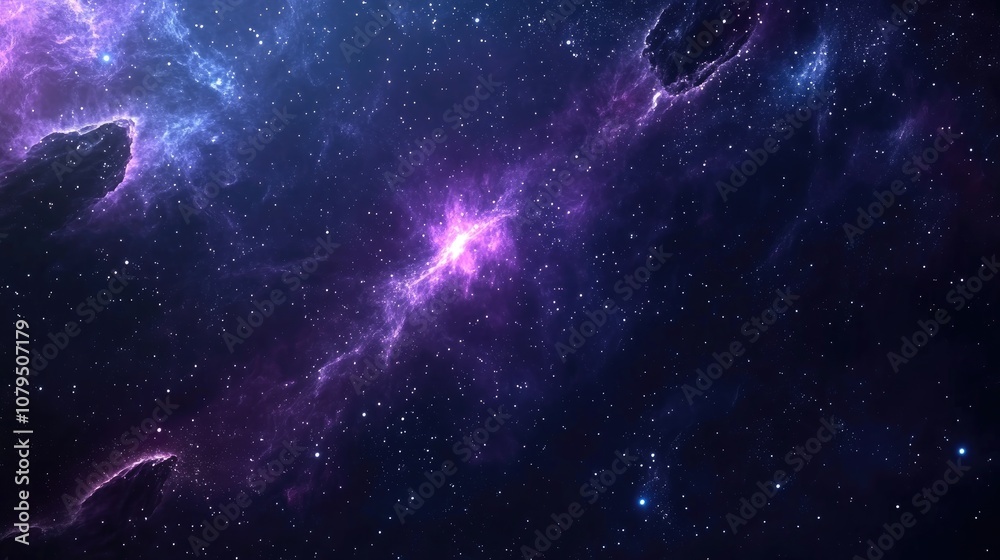 Poster Space background featuring a nebula and stars in a 3D cartoon rendering with an abstract colorful design