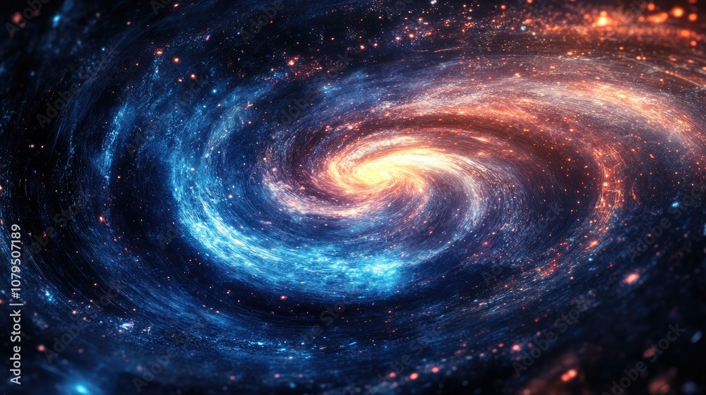 Poster abstract fractal illustration resembling galaxies in 3d cartoon rendering