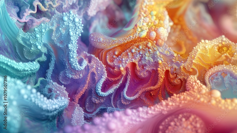 Leinwandbilder Fancy paint colors in a 3D cartoon rendering featuring a fractal color texture background ideal for projects focused on imagination creativity and design