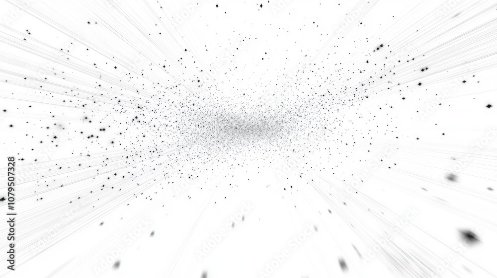Aufkleber White abstract background featuring a 3D cartoon rendering of a high tech network cyberspace grid and a starry outer space texture 3D illustration