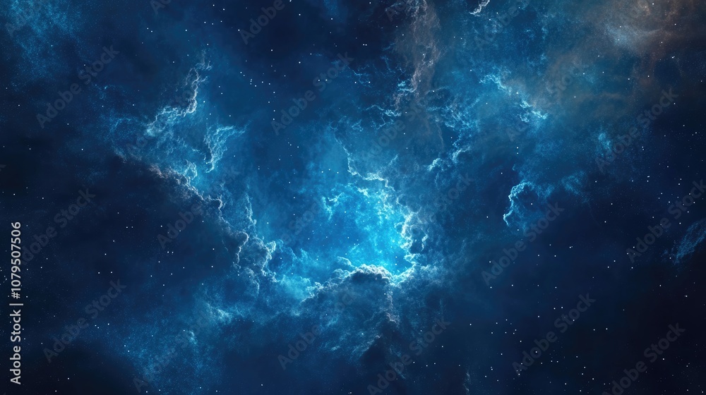 Leinwandbilder cartoon rendering in 3d of a nebula and the universe featuring a blue background