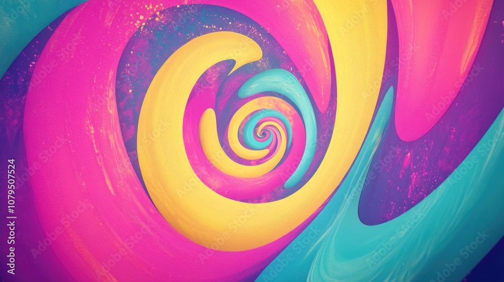 Leinwandbilder multicolor hippy vintage in a 3d cartoon rendering featuring a multicolored psychedelic pattern fluo